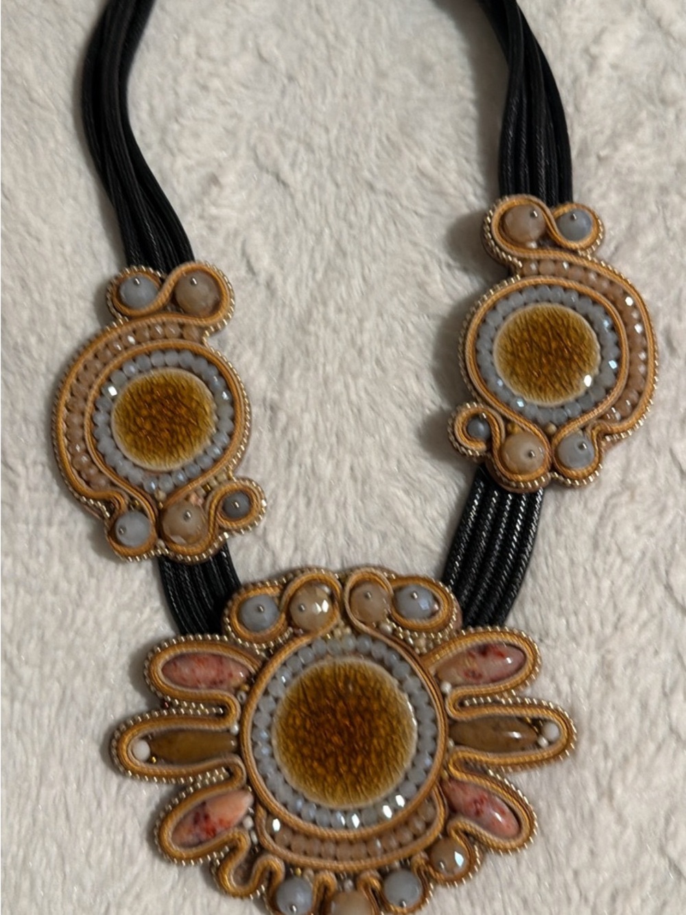 Handcrafted Golden Brown Statement Necklace - Women Jewelry